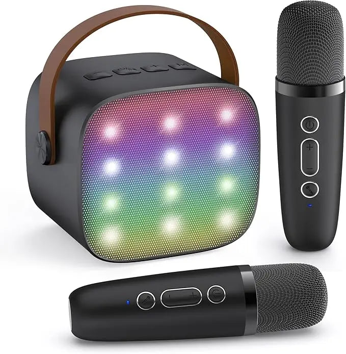 Portable for Bluetooth Karaoke Machine for Kids Adults Two Wireless Microphones with RGB LED Lighting Low Price Stock Available