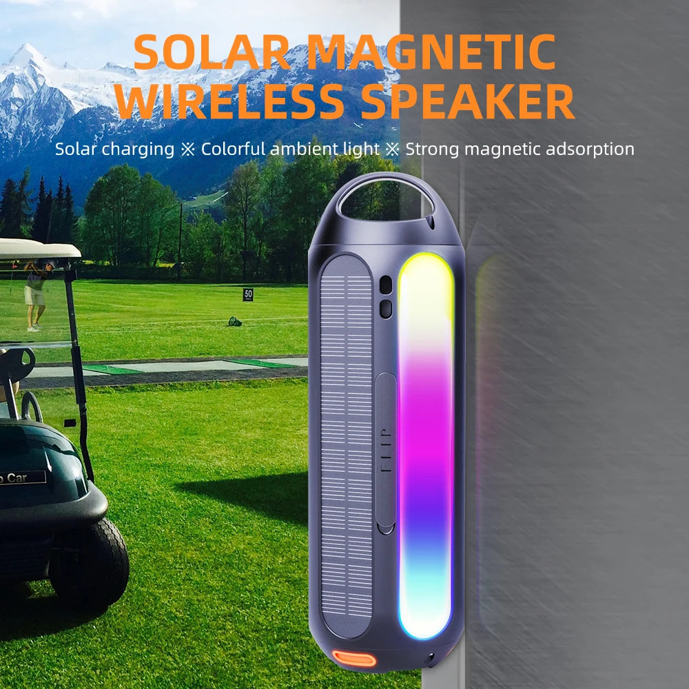 Cyboris S8 Portable RGB Lighting IPX6 Waterproof AUX Wireless for Bluetooth 5.3 Magnetic Golf Cart Attachment Speaker