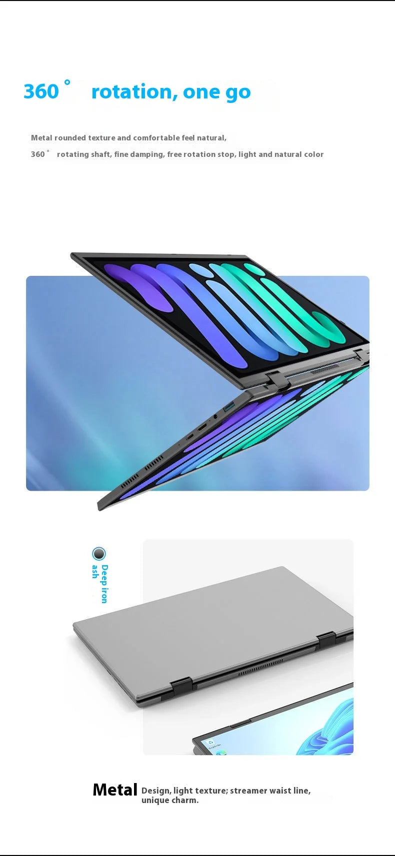 2025 Hot Selling Brand New TouchYoga Professional Portable Gaming Laptop 2-in-1 14+14 Dual Touch Screens Intel Metal English