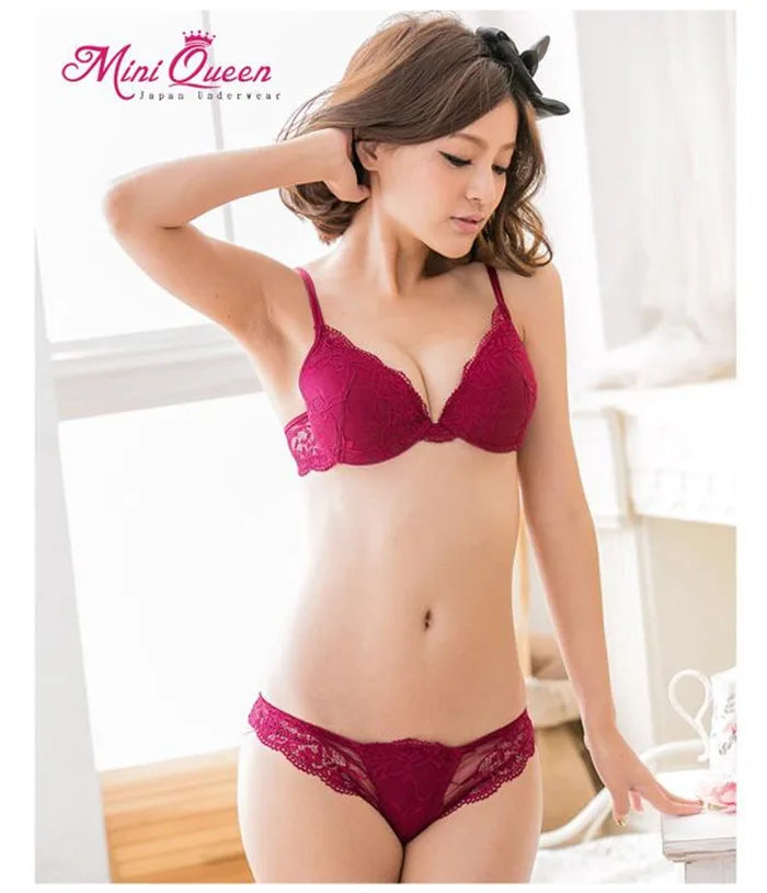 European Style Sexy Bra Set Women Cotton Underwear Sexy Lace Panties Female Push Up Brassiere Fashion Solid Color Lingerie Set