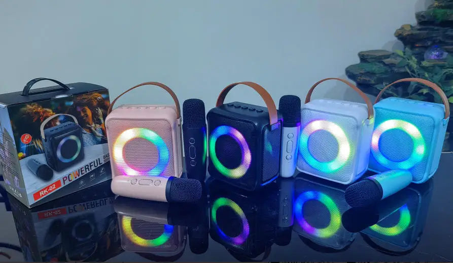 RGB Mini Portable Mini Home Theatre Wireless Speaker with Microphone Karaoke Bass Audio Player Battery-Powered WiFi