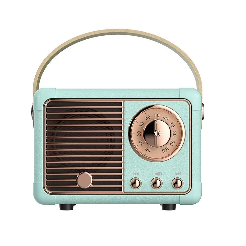 Creative Gift Mini Wireless Retro Speaker FM Radio USB Music Player Portable Classic BT Speaker with Handheld Desktop Decoration