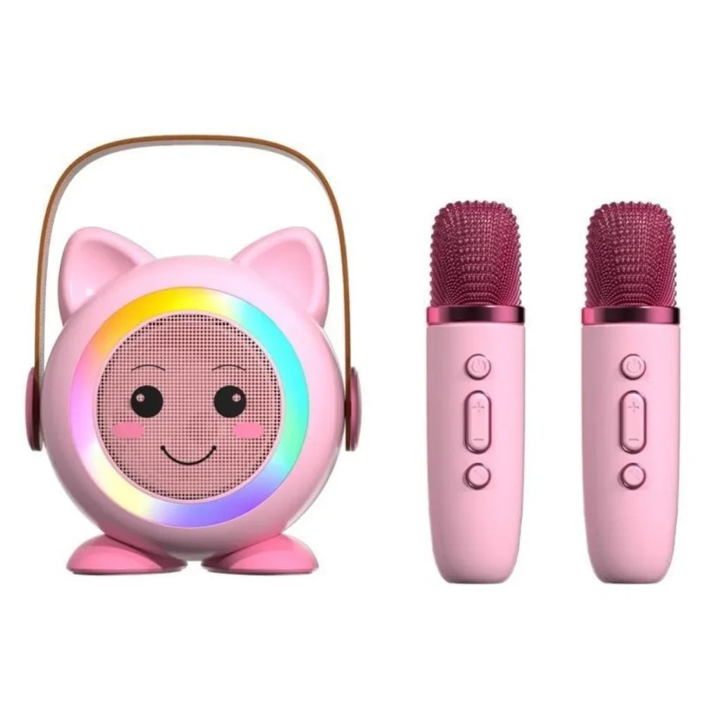 Cartoon Portable Bluetooth Speaker Outdoor Karaoke Speaker Home KTV Artifact Wireless Multifunctional Handheld Dual Microphone