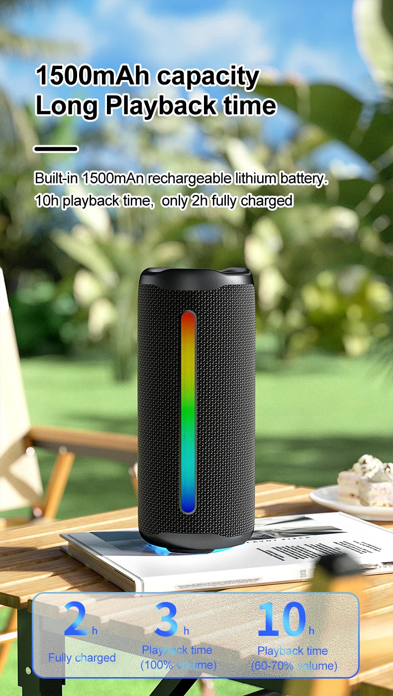 New Original 16W Portable IPX5 Waterproof Bluetooth 5.3 RGB Speaker for Outdoor Camping Trip