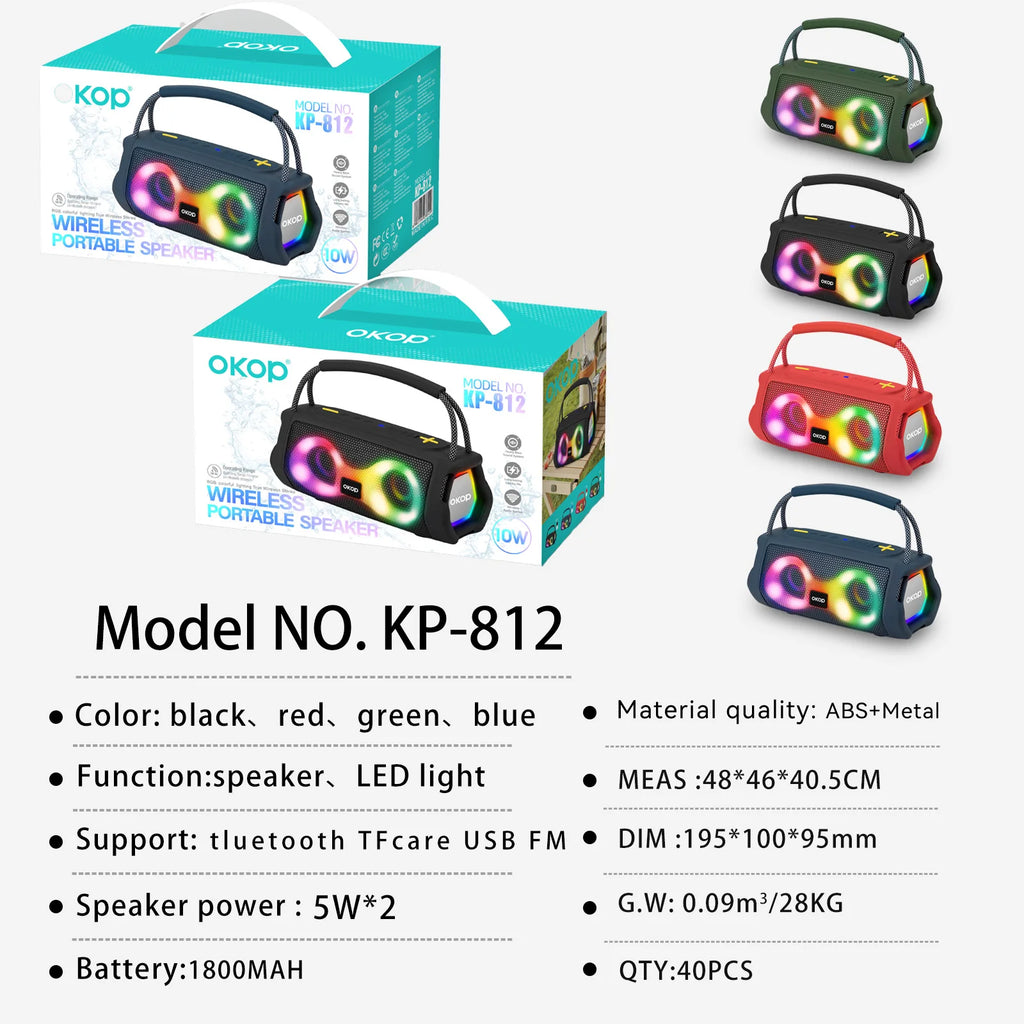 OKOP812 Wholesale Portable Handle High-Power RGB LED Subwoofer for Speaker with Ultra-Long Battery Life for Outdoor Use
