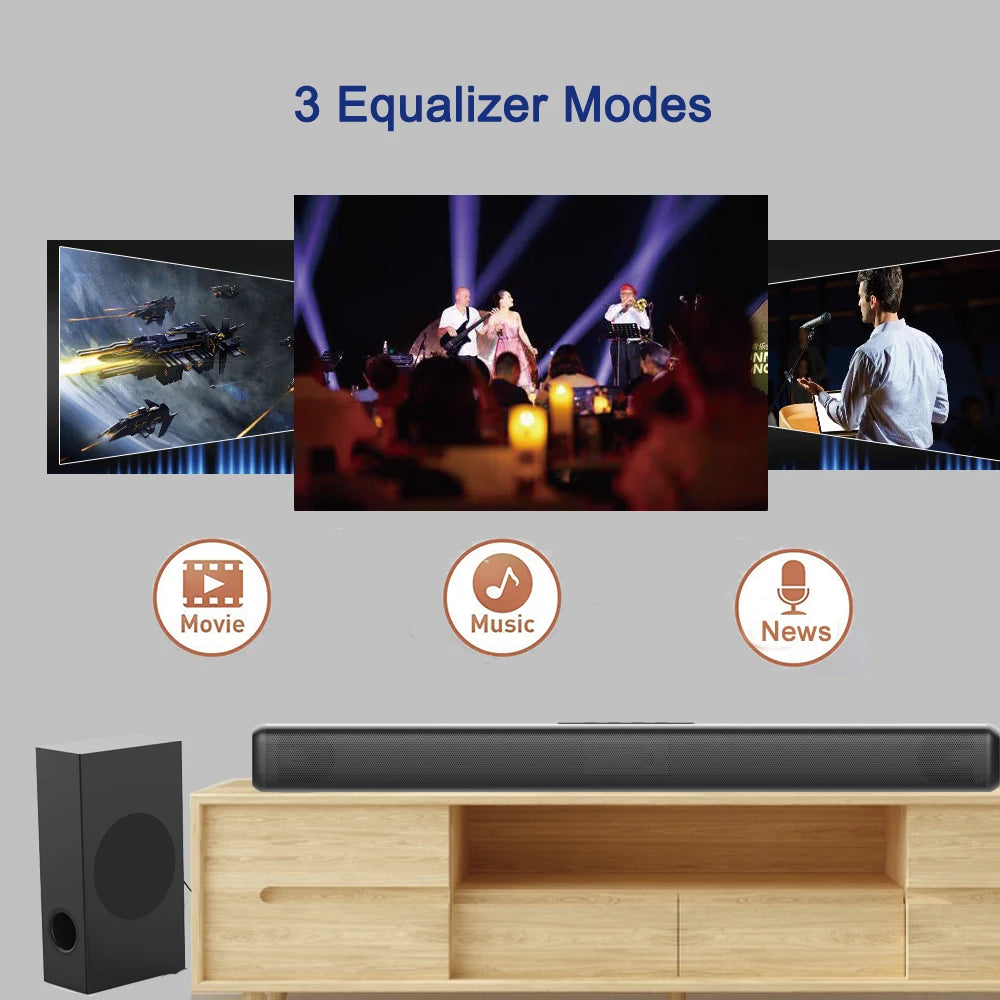 High Power 2.1-channel TV Speaker with Subwoofer Bluetooth Speaker for Home Theater System TV Projector PC Games Sound bar