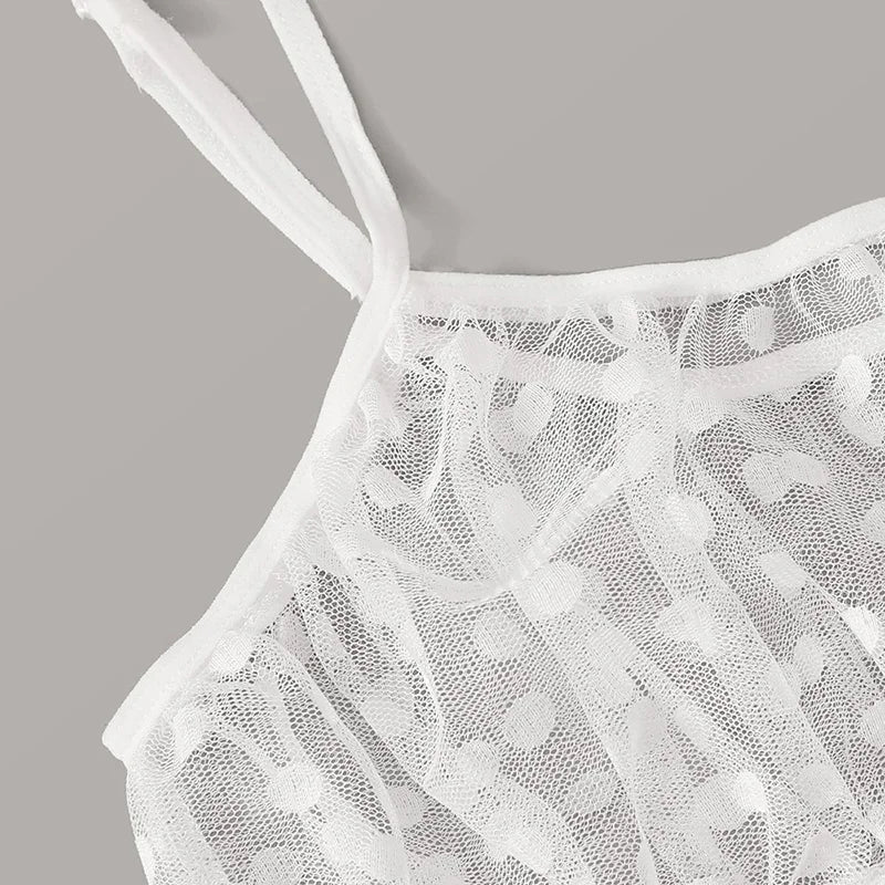 Sexy Ladies Bra sets Polka Dot Mesh Sexy Lingerie Comfortable Thin Bra and Panty set Ruffles Transparent Women's Underwear Panty