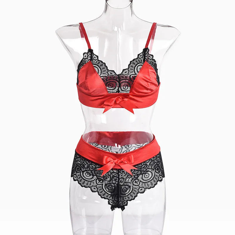 Two Pieces Set Lace Bra And Panty Sets Women Sexy Half Cup Bra Fashion Intimates Shorts Suit Summer Rave Festival Sexy Outfits