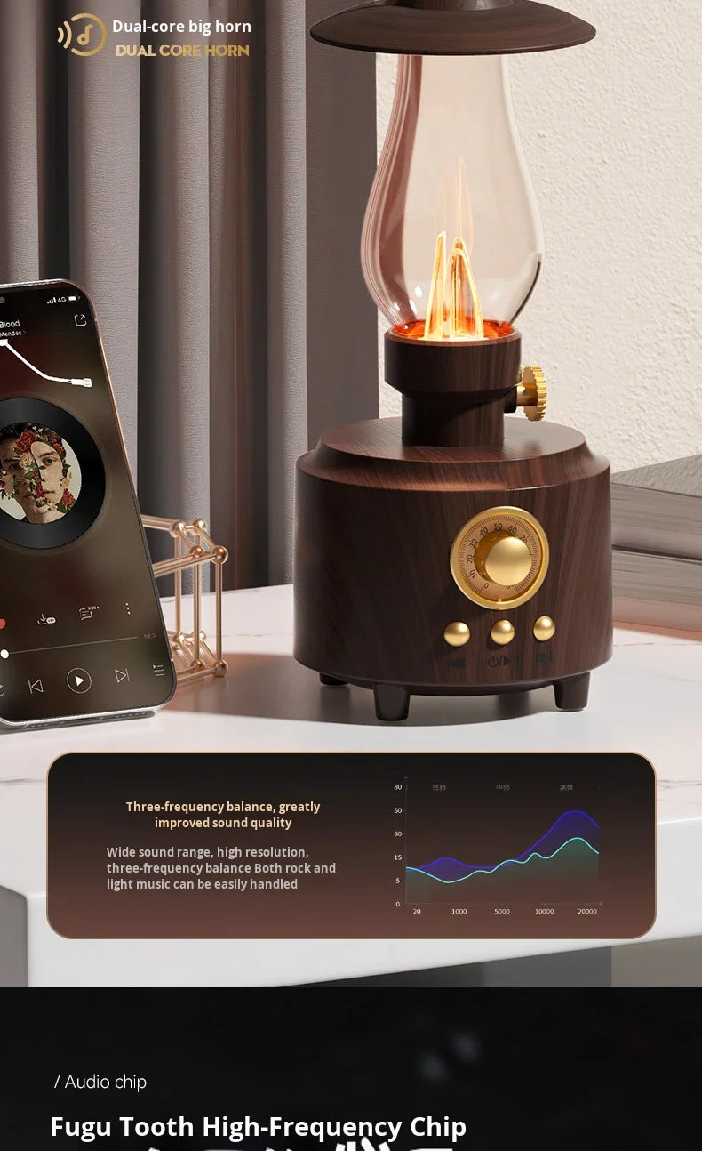 New Kerosene Lamp Retro Bluetooth 5.3 Speaker Outdoor Portable Flame Camping Atmosphere Light Table Small Night Light
