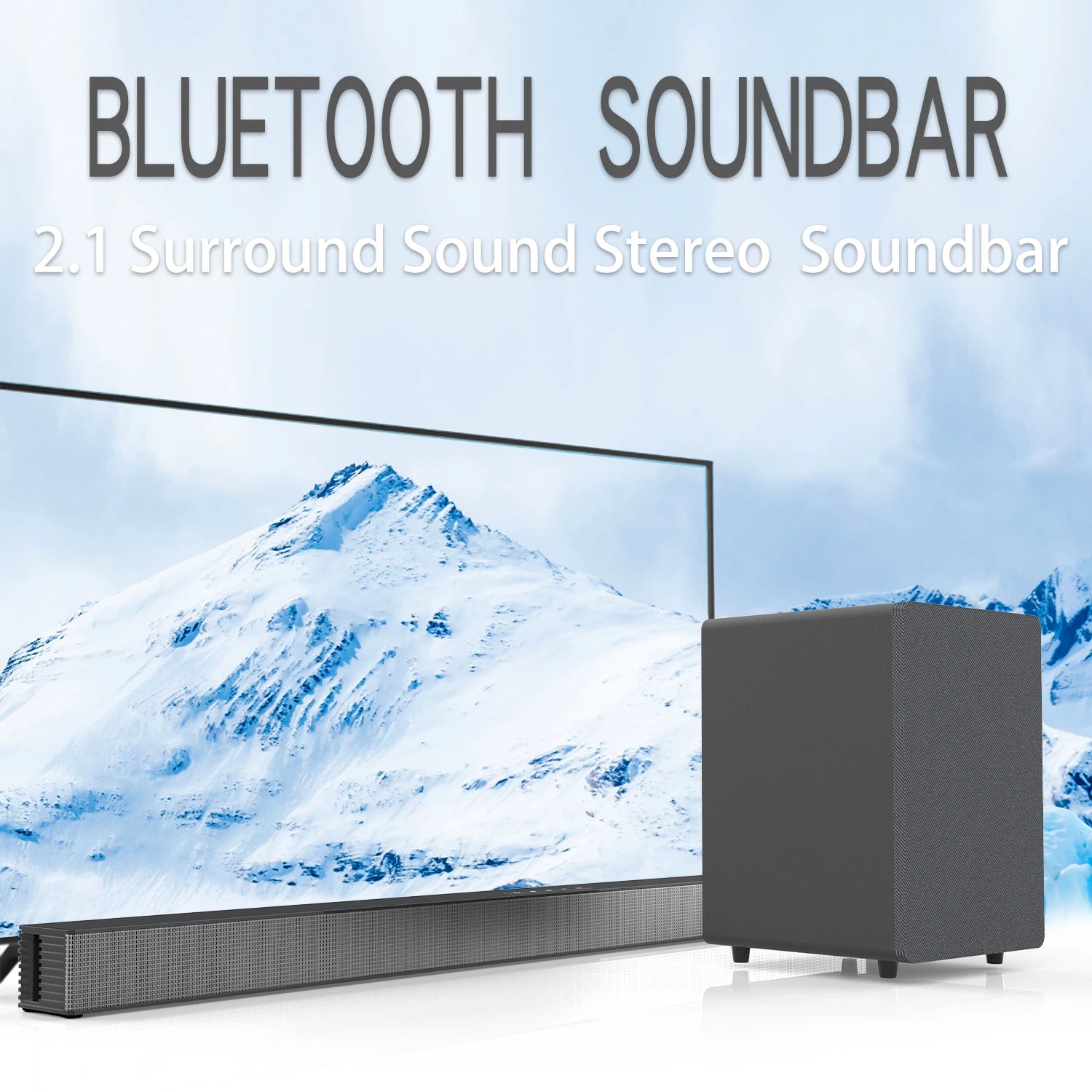 84W TV Sound Bar with Subwoofer Box Soundbar 2.1 Wireless Speaker Home Theater Surround Sound System Aux/USB/Optical/Coaxial/RCA