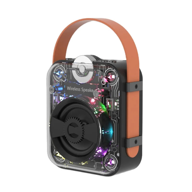 LS12 Transparent Mecha RGB Pickup Rhythm Light Game Portable Blue Tooth Mini Speaker Camping Heavy Bass Party Music Box