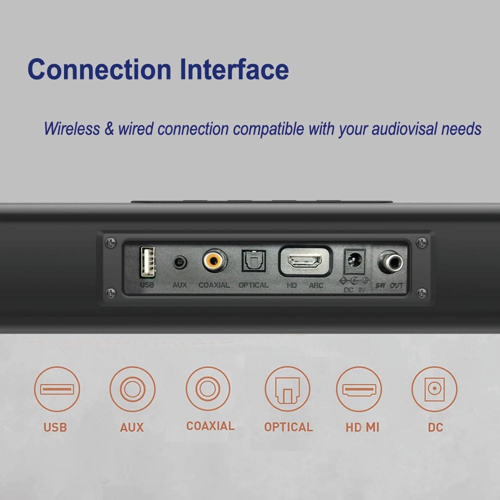 High Power 2.1-channel TV Speaker with Subwoofer Bluetooth Speaker for Home Theater System TV Projector PC Games Sound bar