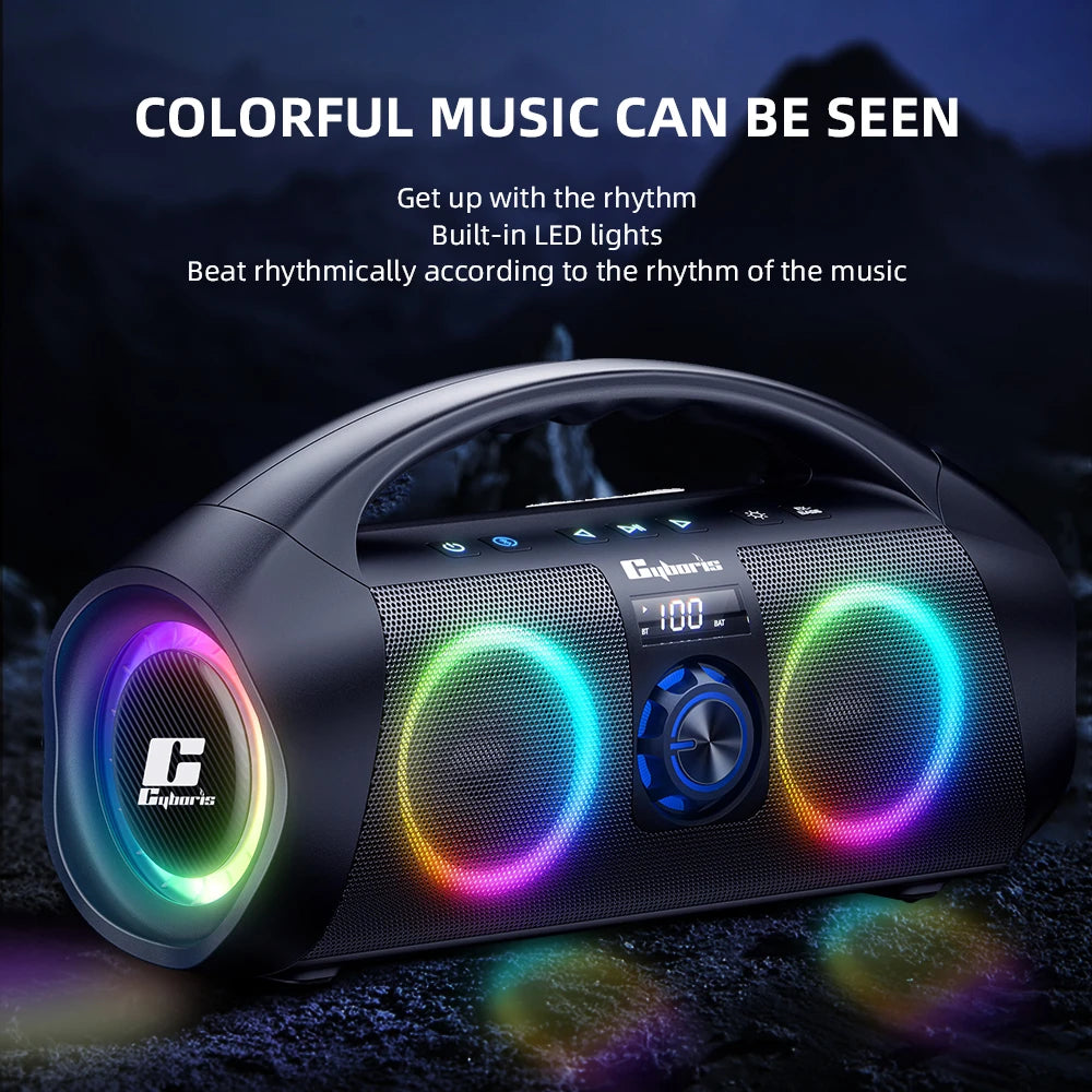 Hot Selling Product 2023 Cyboris F29K 120w Karaoke Portable Wireless Waterproof Speakers with Flashing LED Light