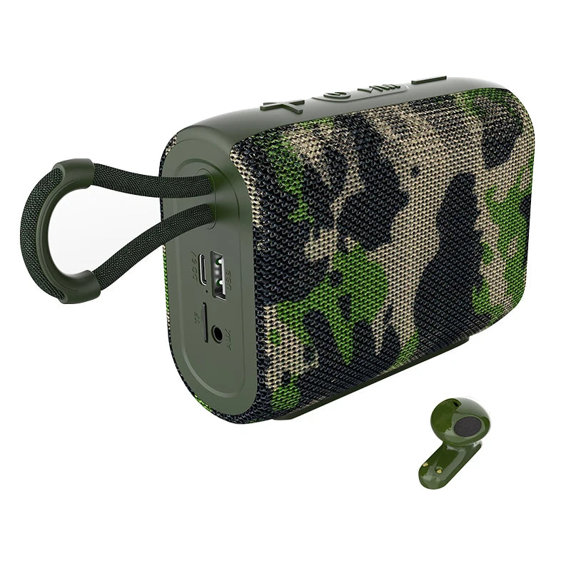 Epoch Tech  EBS-036  2-in-1 Portable Fabric Mesh 6w  Wireless Speaker Bluetooth 5.2  With TWS Earphones  TYPE C