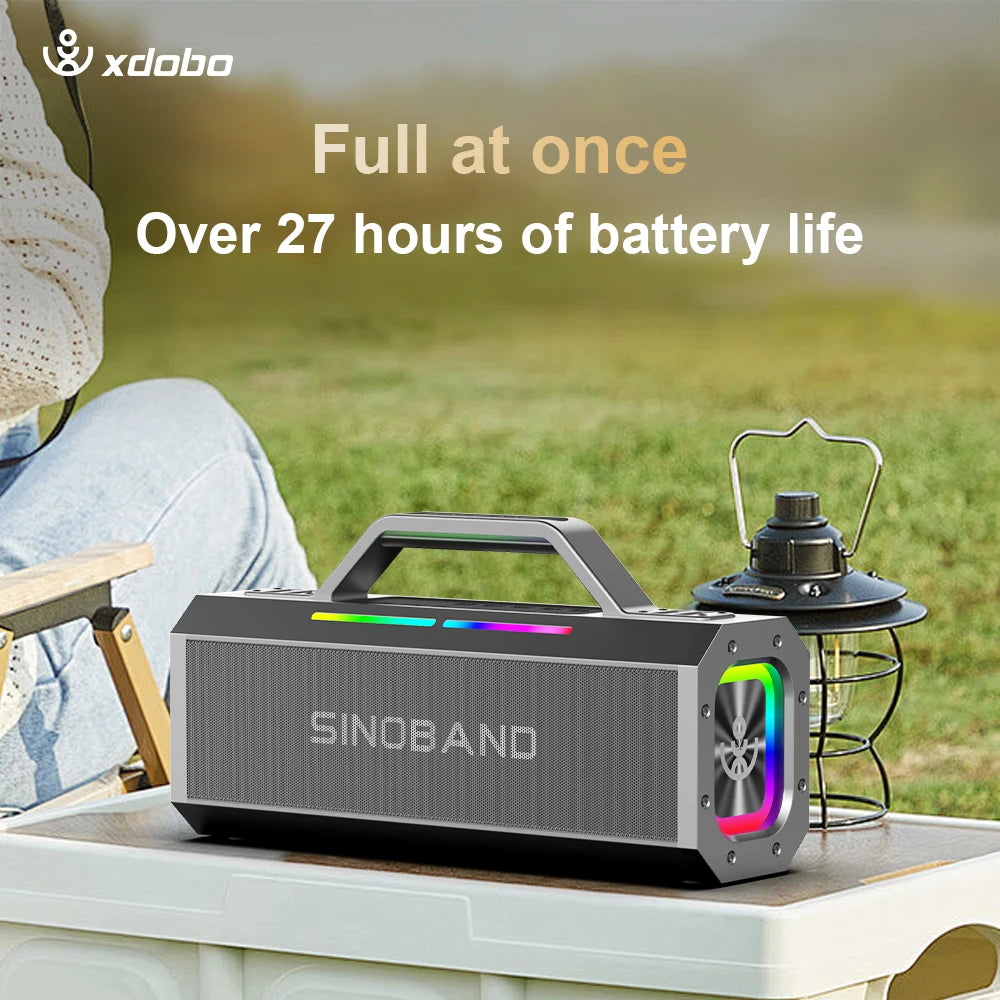 XDOBO SINOBAND Alps 150W Portable Speaker with 2 Wireless Microphones with Lights Supports USB/TF/AUX/TWS for Home Party
