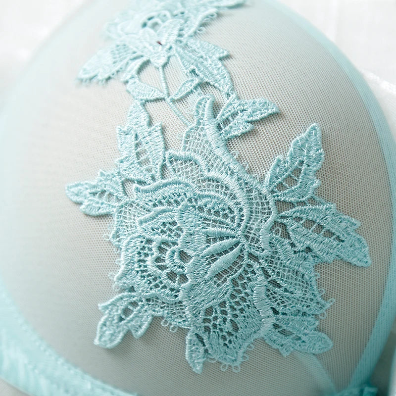Luxury Women Bra Briefs Set Sexy Floral Embroidery Push Up Bra Panty Underwear Sets Female Lingerie Brassiere Seamless Panties