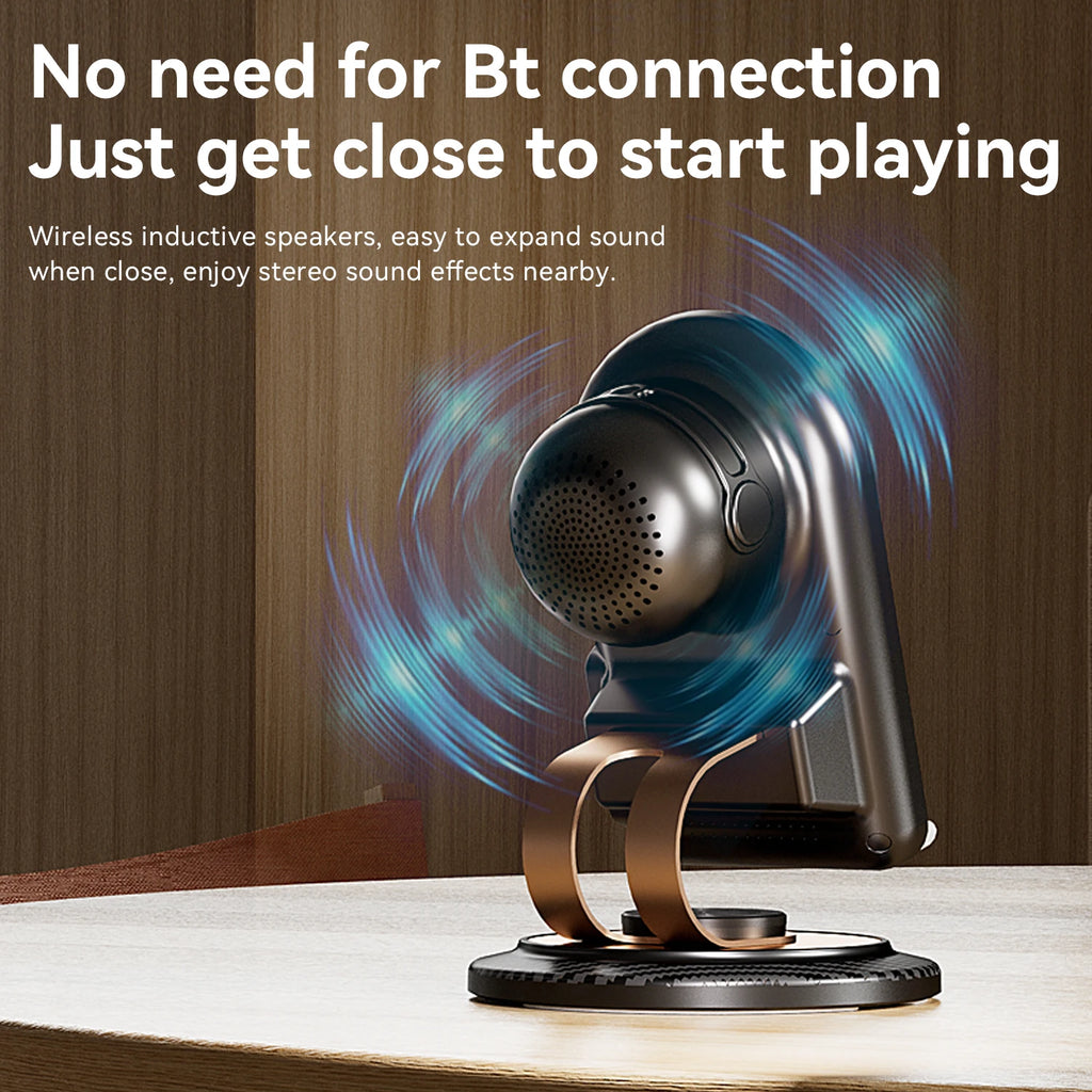 Wireless Induction Speaker- Portable Speaker Phone Stand with 360° Rotation Phone Holder