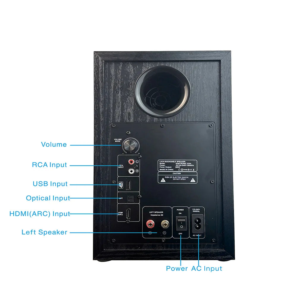 Samtronic Hi-Fi Mini Bluetooth Bookshelf Speaker with Bass Control Desktop Stereo Audio System for Home Theater System