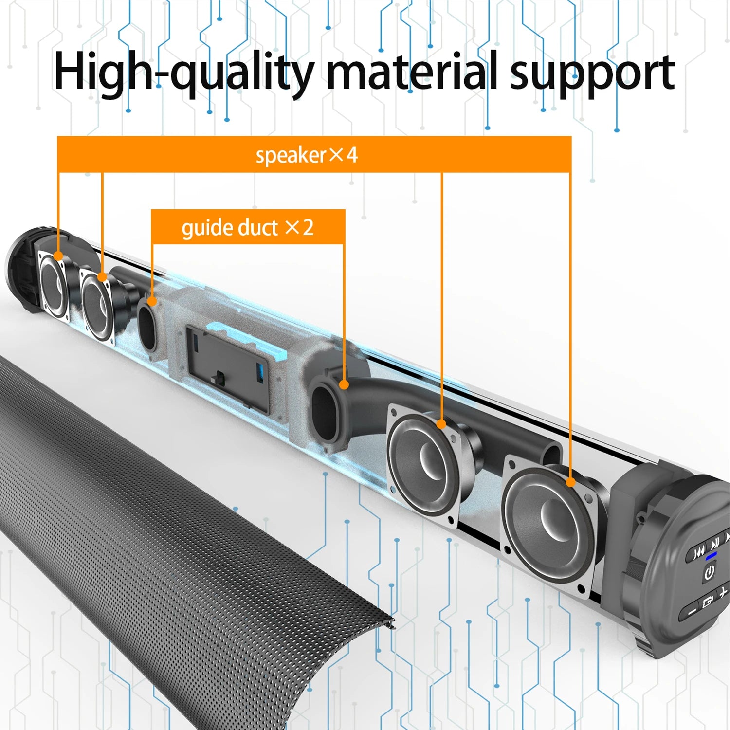 BS-10 Sound Bars for TV with FM, Wireless Speaker Soundbar Home Theater Surround Sound System TF Card/Aux/RCA Connection