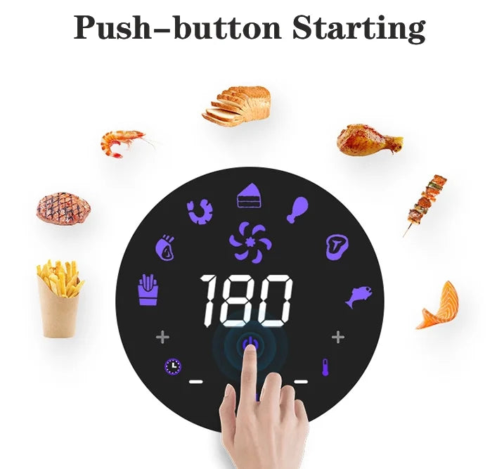 1500W 5.5L Stainless Steel Multifunctional Air Fryer Electric Kitchen Appliance with Thermostat Control Nonstick Without Oil