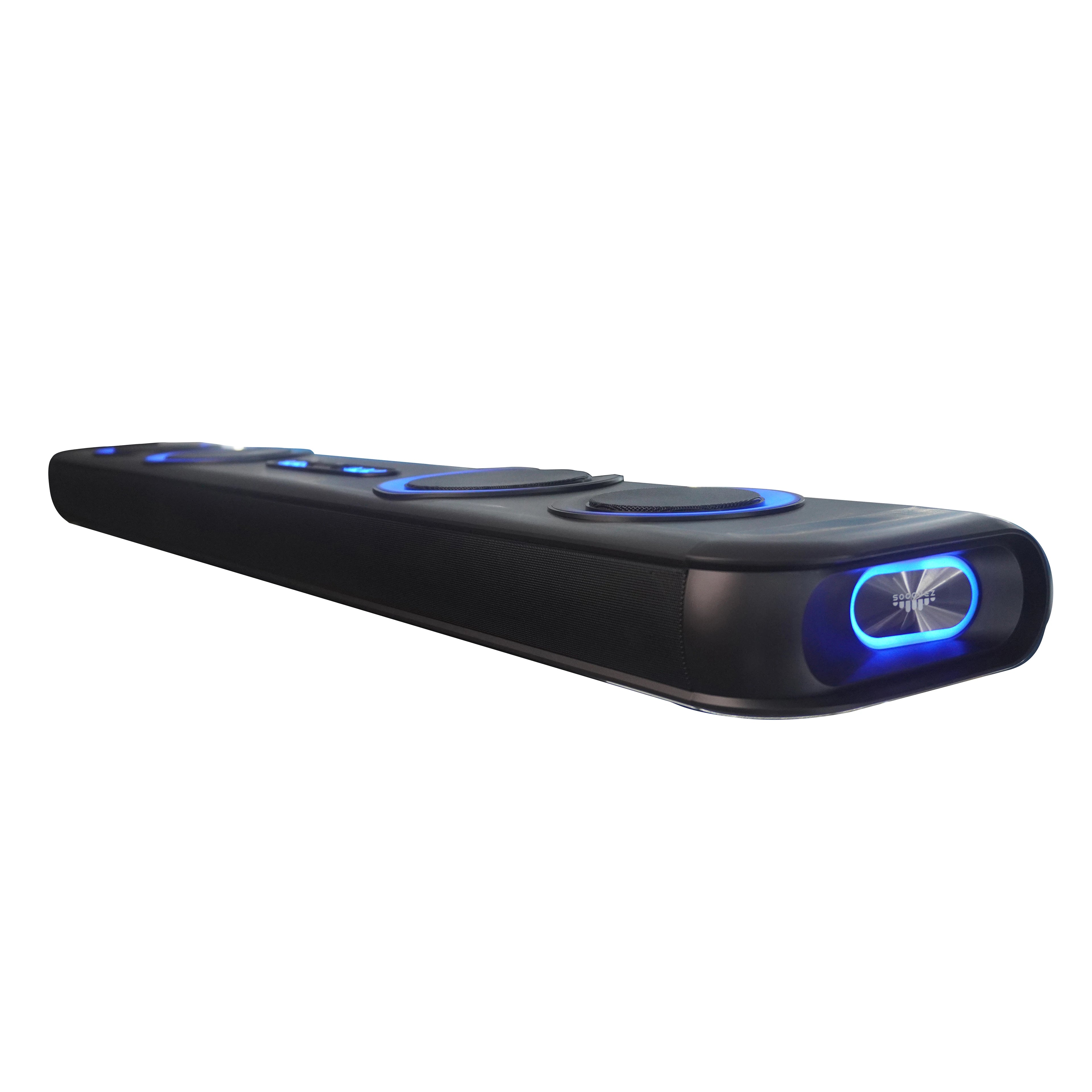 2.1CH for Bluetooth Home Theatre Soundbar with Built-In Subwoofer & Wireless Microphone Plastic Speaker Cases for Family Karaoke