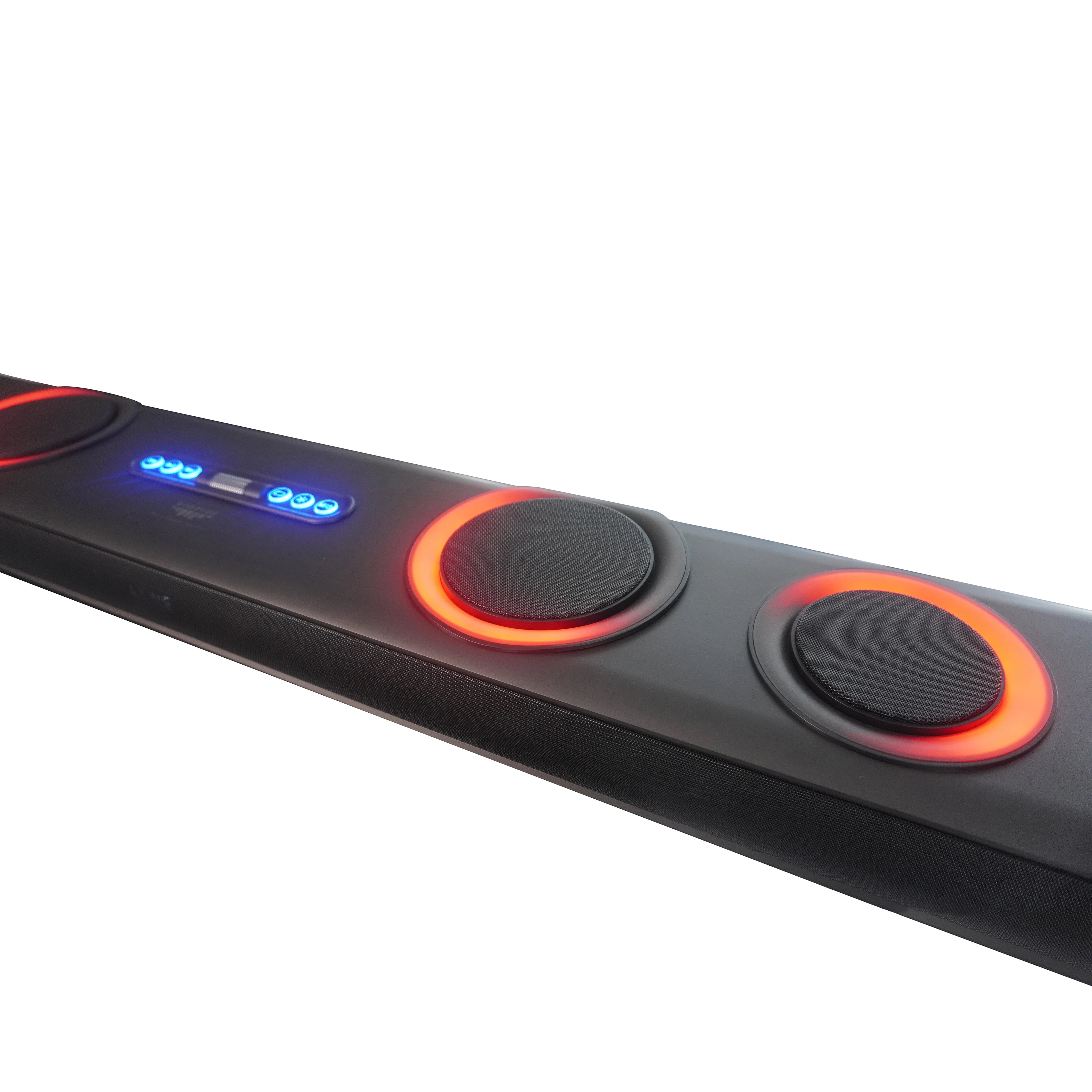 2.1CH for Bluetooth Home Theatre Soundbar with Built-In Subwoofer & Wireless Microphone Plastic Speaker Cases for Family Karaoke