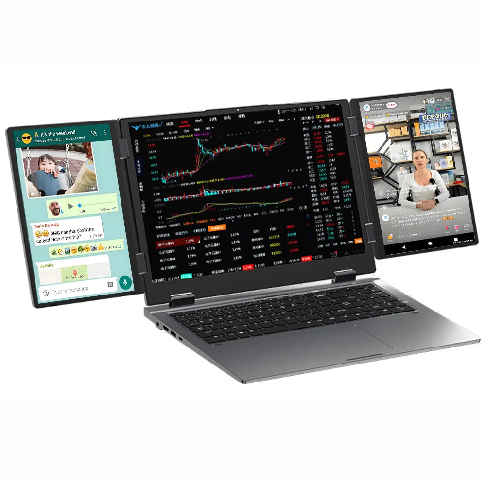 16+10.5+10.5 Inch Three Screen Gaming Laptop Intel I7 1260P Face Unlock High Performance Multi Screen Notebook for Gaming & Work