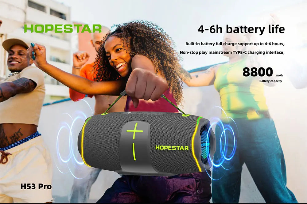 Hopestar H53pro High-Performance Portable Waterproof Speaker RGB LED Lighting Wireless Soundspeaker for Mobile Phone 70W