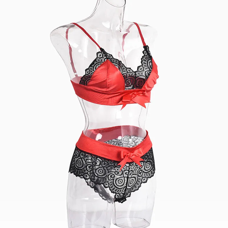 Two Pieces Set Lace Bra And Panty Sets Women Sexy Half Cup Bra Fashion Intimates Shorts Suit Summer Rave Festival Sexy Outfits