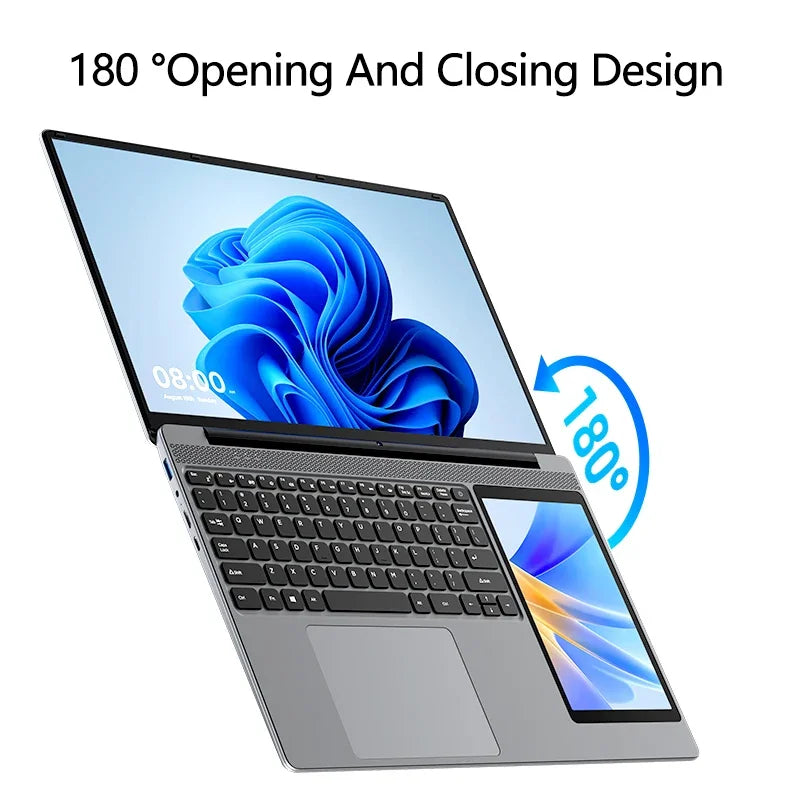 Intel N100 New 15 Inch + 7 Inch Double Monitor Intel Celeron Backlit Keyboard Dual Screen Touch Office Business Laptop