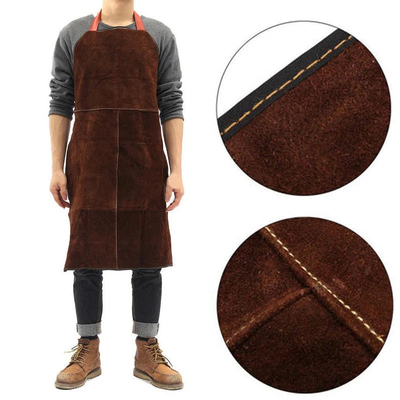 Welding Aprons Protective Welder Thermal Protection Workwear Cowhide Leather Heat Insulation Welder Protective Apron