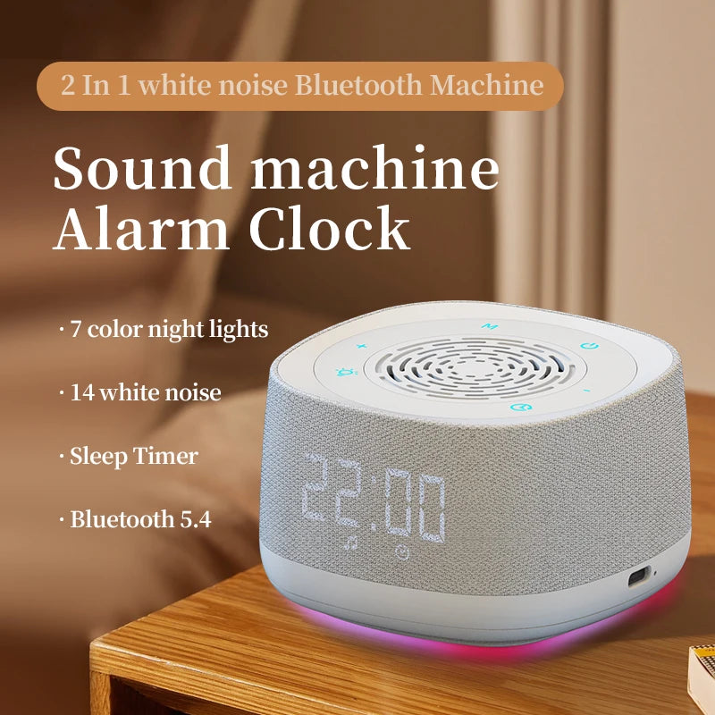 2-in-1 Bluetooth Speaker Alarm Clock White Noise Speaker Designed to Improve Sleep Quality, Soothe and Relax the Mind