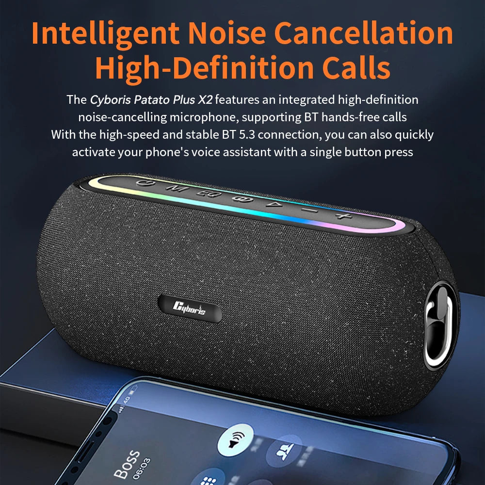 X2 Plus 60W Hifi Wireless Speaker, 1.1 Channel, 6000mAh, Waterproof, Portable for PC, Desk, Outdoor, TF Card Compatible