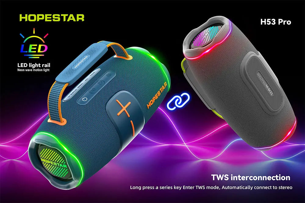 Hopestar H53pro High-Performance Portable Waterproof Speaker RGB LED Lighting Wireless Soundspeaker for Mobile Phone 70W
