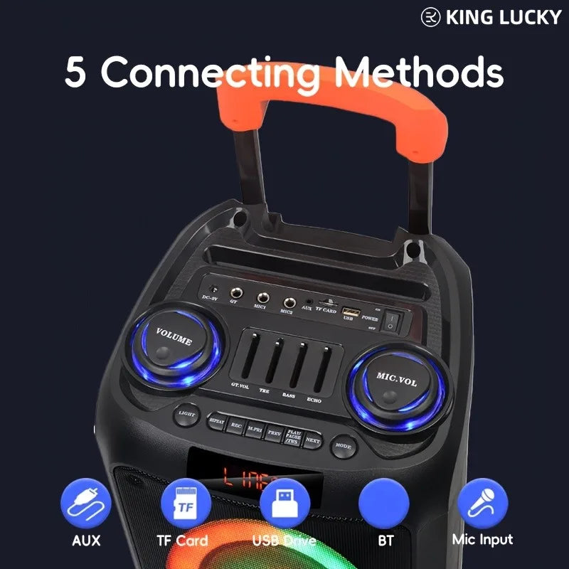 Kinglucky M17 80W High Quality Portable BT Party Speaker with RGB LED Lighting for Home Theatre Use