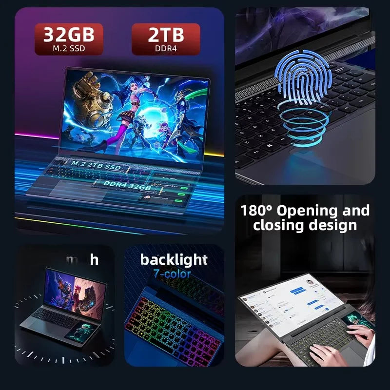 Intel N100 Touch Screen 15.6 Inch + 7 Inch 4 Core 4 Threads 5400mAh Battery 16GB 512GB SATA Dual Screen Office Business Laptop