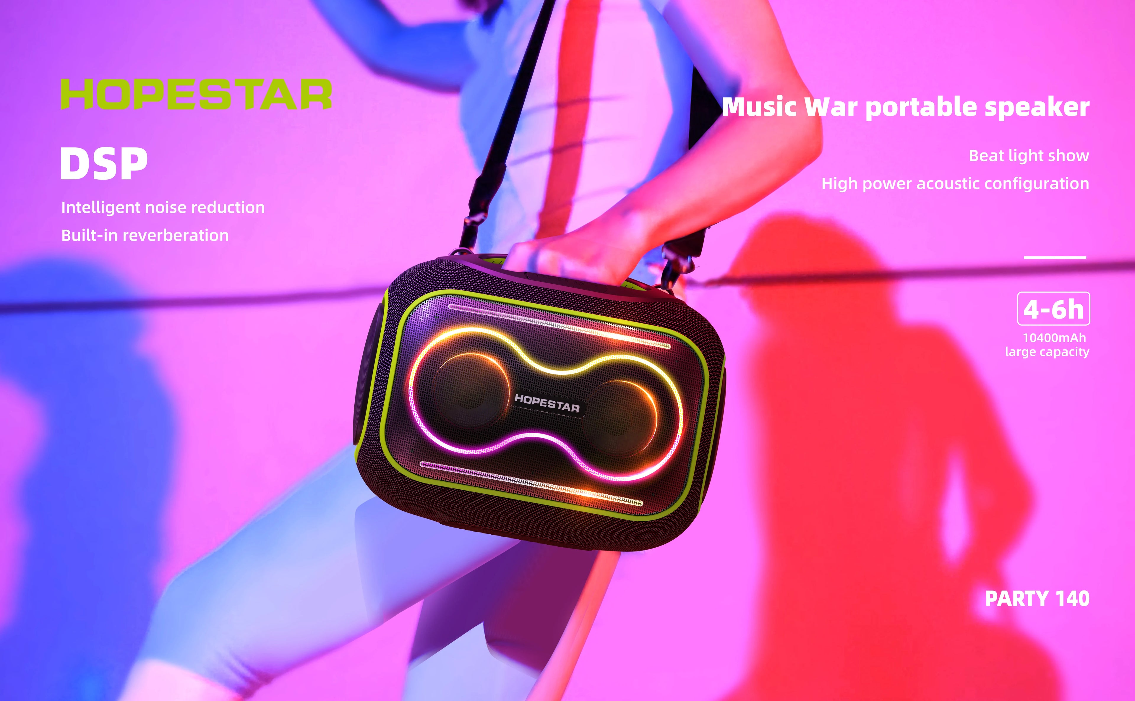 HOPESTAR Party140 Portable Wireless Speaker Stereo Audio System Waterproof Home System Subwoofer Caixa De Som Speaker With Mic