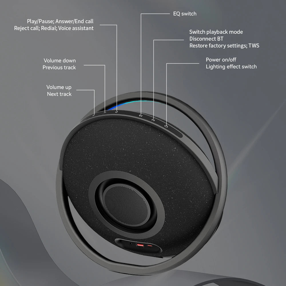 150W Loud Wireless Speaker Bass TWS RGB Light Deep Bass Outdoor Portable BT Speakers Home Party Beach Camping Gifts Battery DC