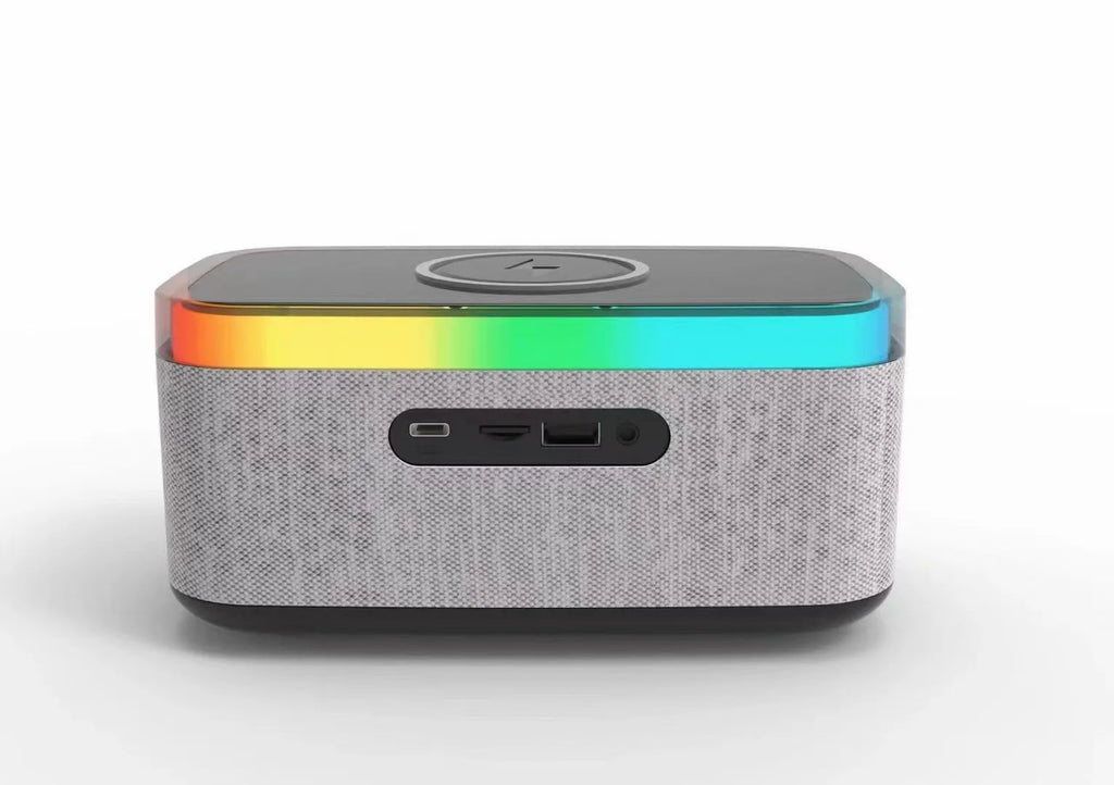 High 10W Battery-Powered Wireless Charger for Bluetooth 5.3 Speaker RGB LED Lighting Card FM Alarm Clock Display Home Theatre