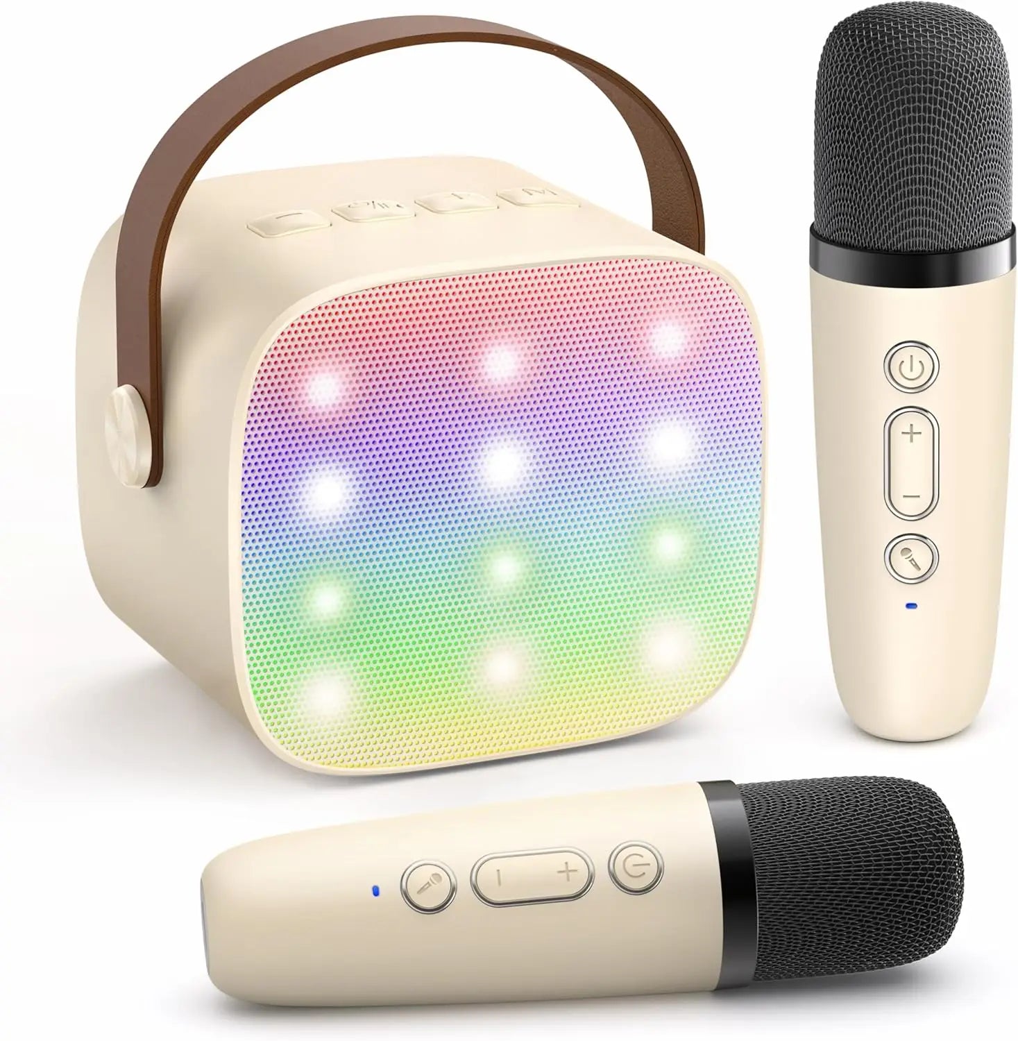 Portable for Bluetooth Karaoke Machine for Kids Adults Two Wireless Microphones with RGB LED Lighting Low Price Stock Available