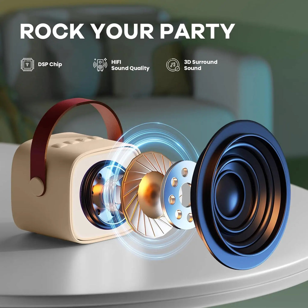 Portable for Bluetooth Karaoke Machine for Kids Adults Two Wireless Microphones with RGB LED Lighting Low Price Stock Available