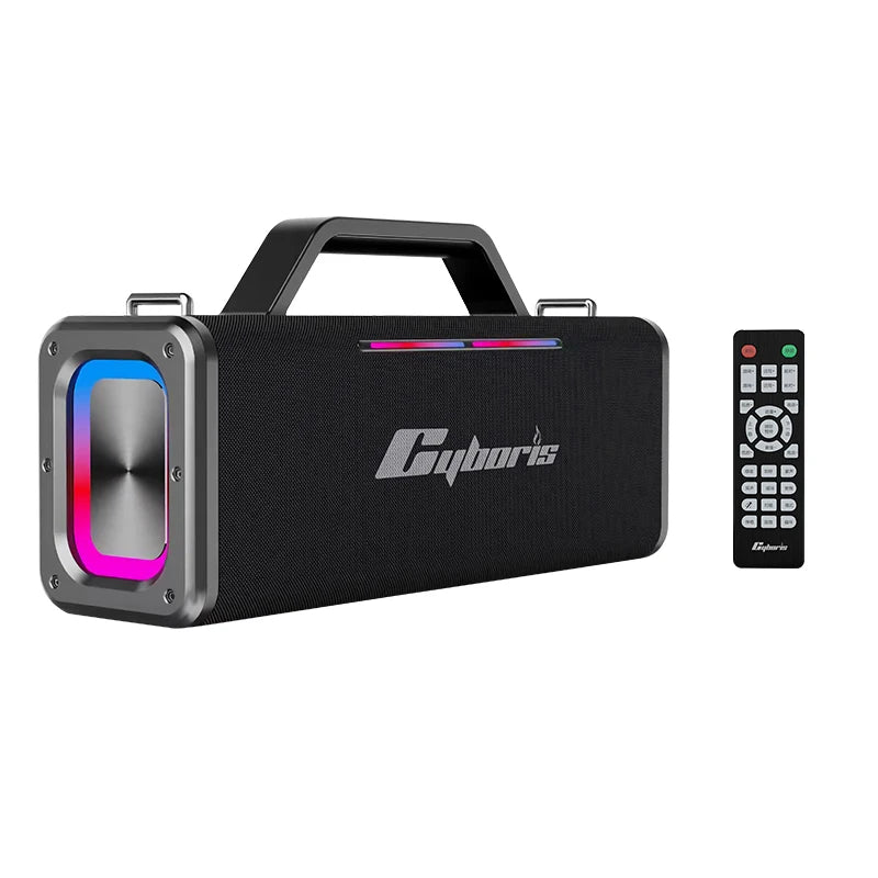 Cyboris X12 200W Deep Bass Subwoofer Speaker Portable with Lond Sound Live Broadcast with KARAOKE Microphones for Outdoor Party