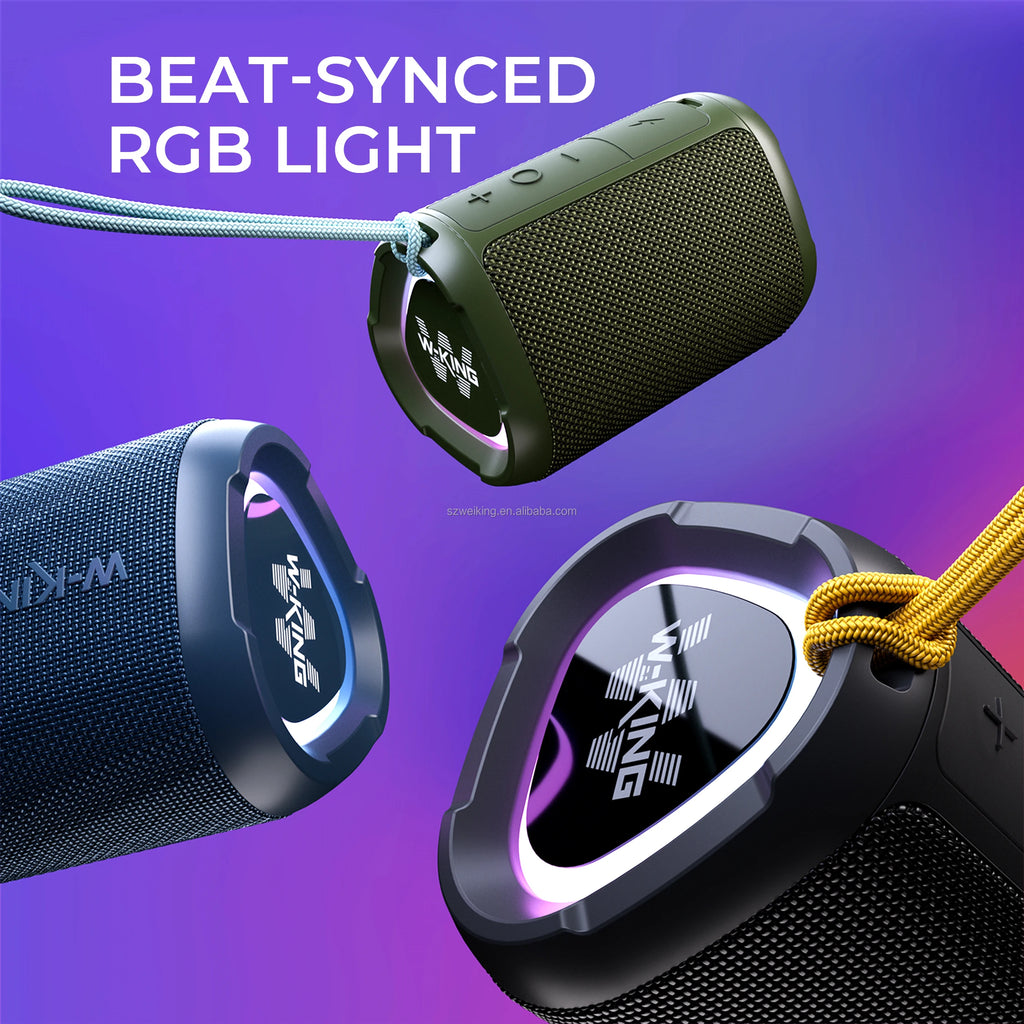 Wholesale W-KING D110 Portable Speaker IPX7 Waterproof Wireless Speaker Outdoor Bluetooth Mini Boombox RGB TF Card Play