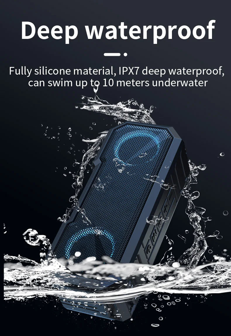 Outdoor Wireless Speakers RGB LED IPX7 Waterproof TF USB Reader FM Radio Dual 8W Rich Bass Portable Bluetooths Speaker