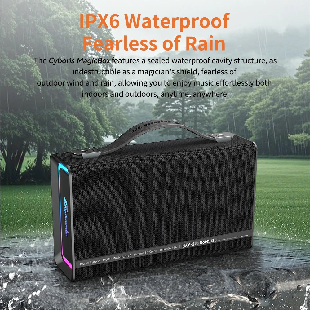 T15  Portable Wireless Speaker,  IPX6 Waterproof Portable Speaker Subwoofer Deep Bass with Handle Support TF Card, AUX, TWS