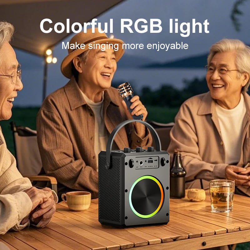 SHIDU 30W 4 Inch Loud Sound RGB Light Karaoke Party Bluetooth Portable PA System Speaker with Wireless Microphone