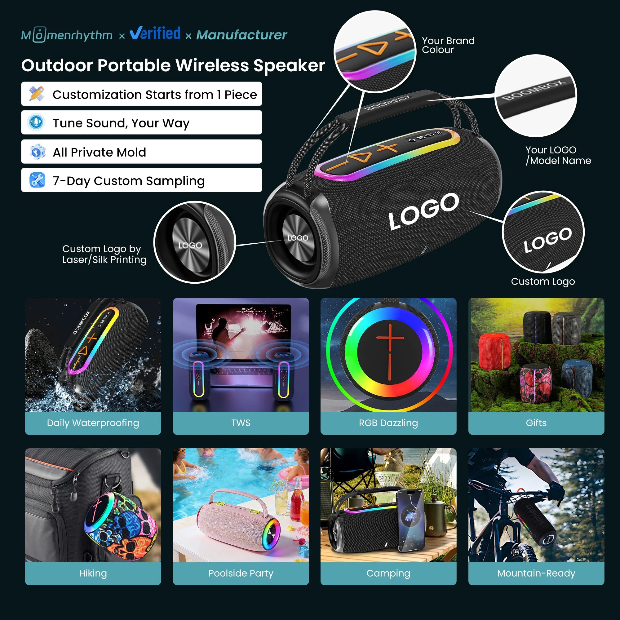 Wholesale Custom Appearance Mini Portable Bluetooth Waterproof Wireless Speaker Outdoor Desktop HiFi Music Device