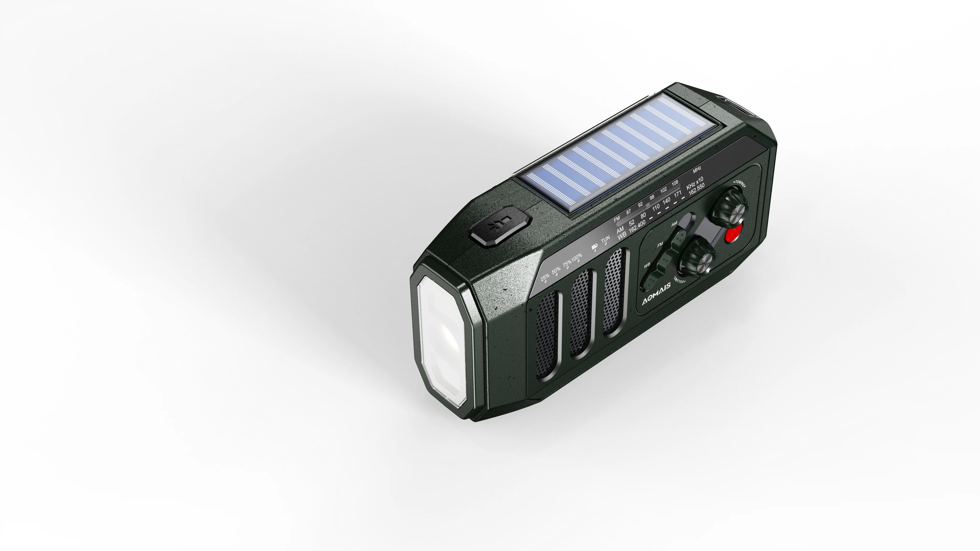 Solar Powered & Crank Hand-Operated Power Portable Wireless Speaker with FM Radio USB/TF/FM/BT/TWS/LED Flashlight