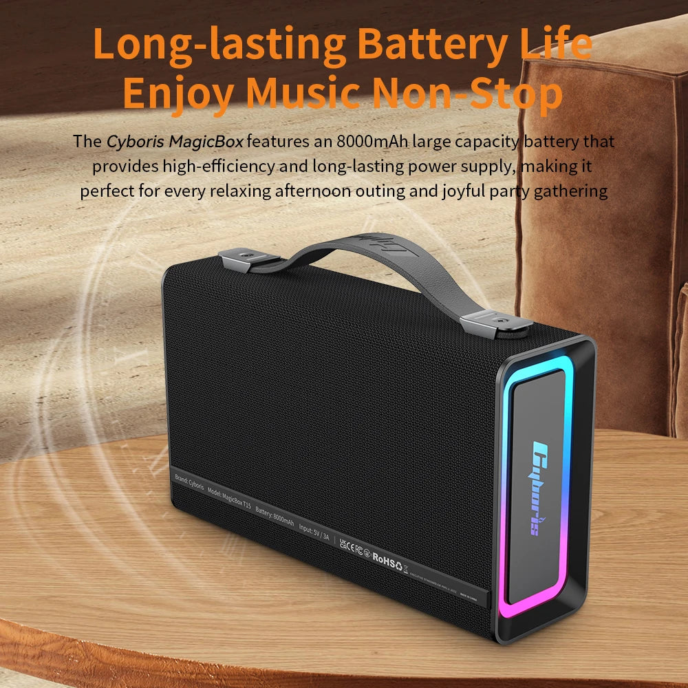 100W Portable Blue Tooth Speaker,  IPX6 Waterproof Wireless Speaker Subwoofer Deep Bass with Handle Support TF Card, AUX, TWS
