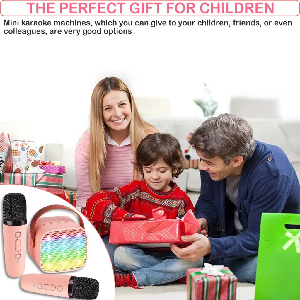 Portable for Bluetooth Karaoke Machine for Kids Adults Two Wireless Microphones with RGB LED Lighting Low Price Stock Available